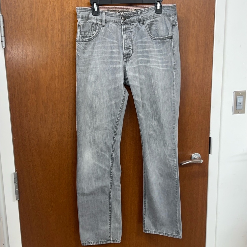 Men’s Red Herring Gray Distressed Straight Leg Jeans Size 34/32